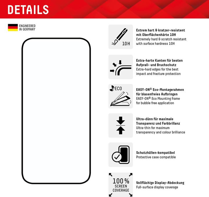 Productafbeelding Displex Real Glass, Full Cover Panzerglas (1 Stuk, Apple iPhone 15 Pro Max, Apple iPhone 15 Plus)
