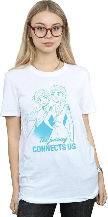 Actual product image Disney Womens/Ladies Frozen 2 Elsa and Anna The Journey Connects Us Cotton Boyfriend T-Shirt (3XL)