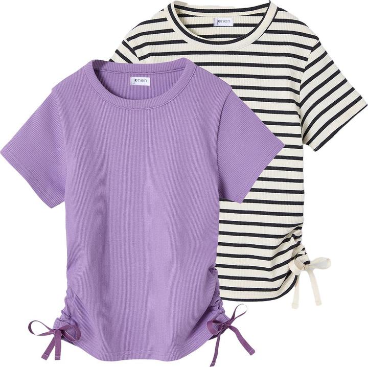 Produktbild Jonen 2er-Pack Mädchen T-Shirts mit Tunnelzug an der Seite (134)
