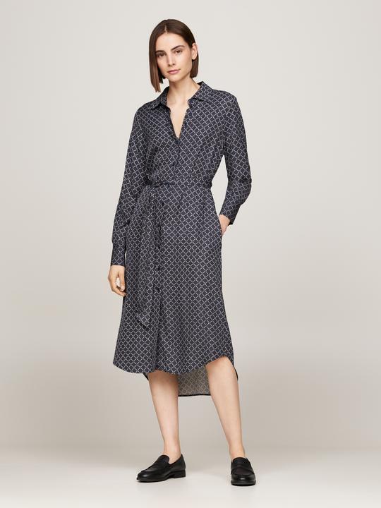 Produktbild Tommy Hilfiger Diamond Monotype Dames Jurk Viscose - Blauw - Maat 40 (40)