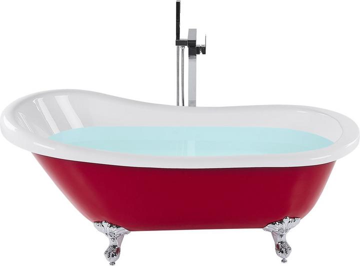 Actual product image Beliani Bathtub freestanding red oval 170 x 76 cm CAYMAN (246 l, 76 cm)