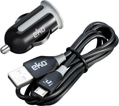 Actual product image EKO Pack cigarette lighter charger 1A with micro USB cable 1m