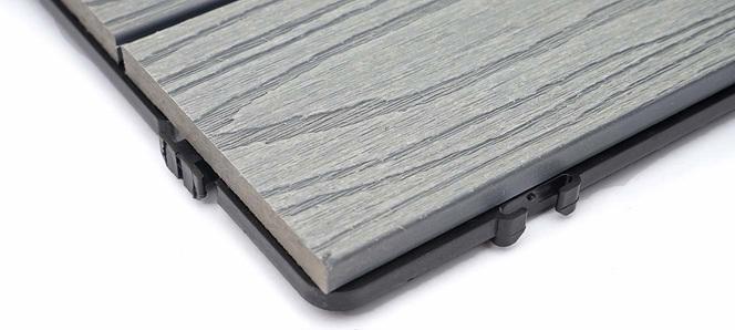 Produktbild Swisshandel24 WPC Bodenfliese, Holzoptik Balkon/Terrasse, 3D-Struktur linear beschichtet-grau 4x je 50x50cm = 1q (4 x)