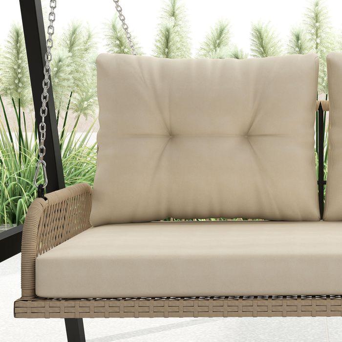 Immagine prodotto Swisshandel24 2-Sitzer Hollywoodschaukel Rattan, bis 240 kg, 115x66x44 cm Beige