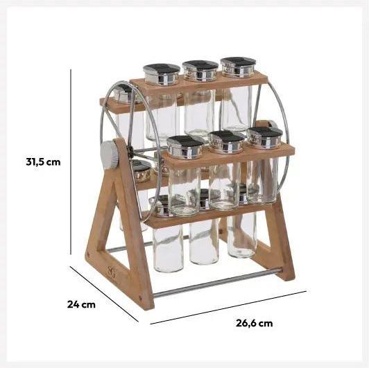 Actual product image 5Five Spice holder - cool design - bamboo - 15 tins