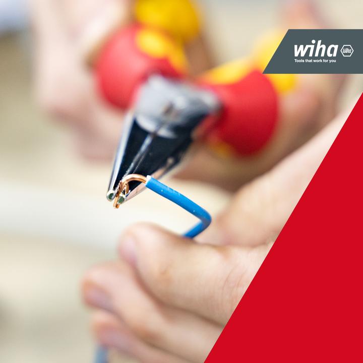 Actual product image Wiha Flat round nose pliers Professional electric with cutting edge. (200 mm)