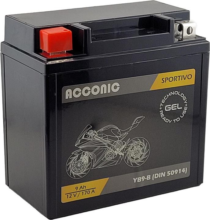 Produktbild Acconic Sportivo GEL YB9-B Motorradbatterie 9Ah 12V (DIN 50914) (12 V, 9 Ah)