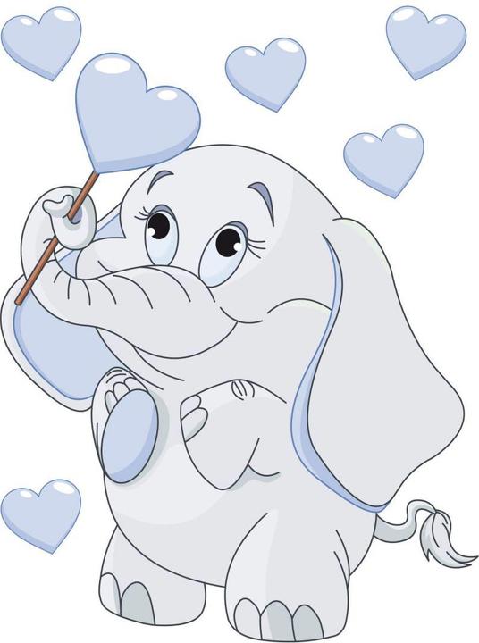 Image du produit Trenddeko Bébé éléphant avec des coeurs (75 x 100 cm)