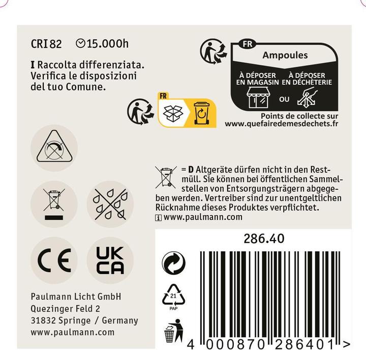 Immagine prodotto Paulmann Goccia (E27, 5 W, 470 lm, 2 x, F)