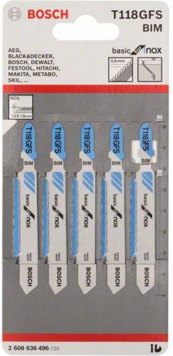 Produktbild Bosch Professional Zubehör PRO Stainless Steel T118GFS Stichsägeblatt, 83 mm, 5-tlg.