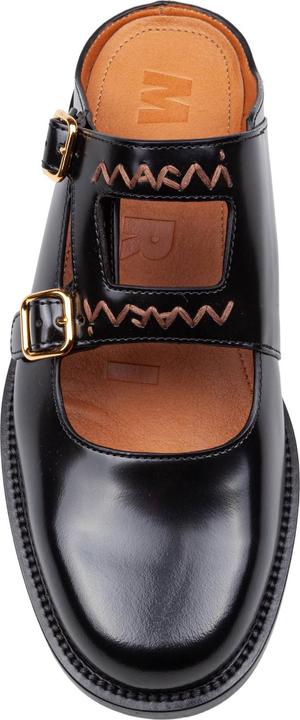 Image du produit Marni moccasin sabot in brushed leather color black (39)