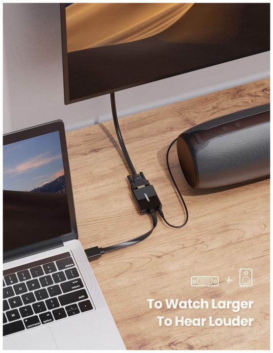 Actual product image Ugreen HDMI to VGA Adapter Converter with Audio Support 1080P (HDMI, 16 cm)