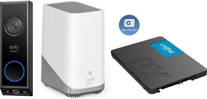 eufy Video Doorbell E340 + HomeBase 3 S380 + 240GB SSD for 3 years Storage - Bundelvoordeel