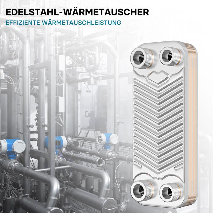 Produktbild Wiltec Edelstahl Wärmetauscher 10 Platten 22 kW Plattenwärmetauscher Wärmeüberträger
