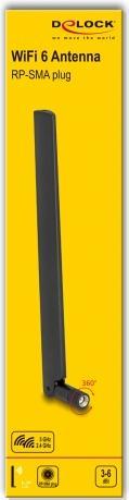 Immagine prodotto Delock 90677 - WiFi 6 Antenne RP-SMA Stecker 3 - 6 dBi omnidirektional mit Kippgelenk sc (WiFi)