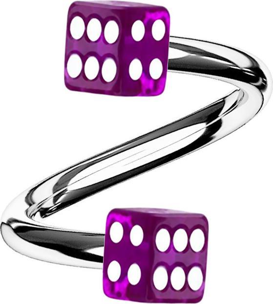 Produktbild Star Piercing Micro Spirale silber mit zwei Würfel violett transparent (Chirurgenstahl 316L, ohne Messing, Acryl)
