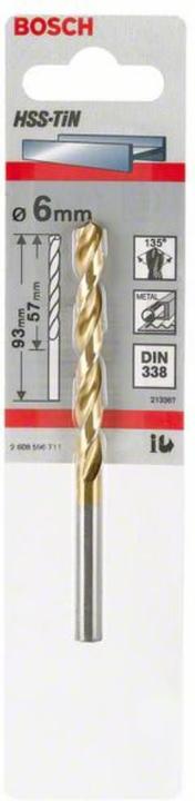 Immagine prodotto Bosch Professional Zubehör Trapano per metallo HSS-TiN, DIN 338, 2,5 x 30 x 57 mm (2,5 mm)