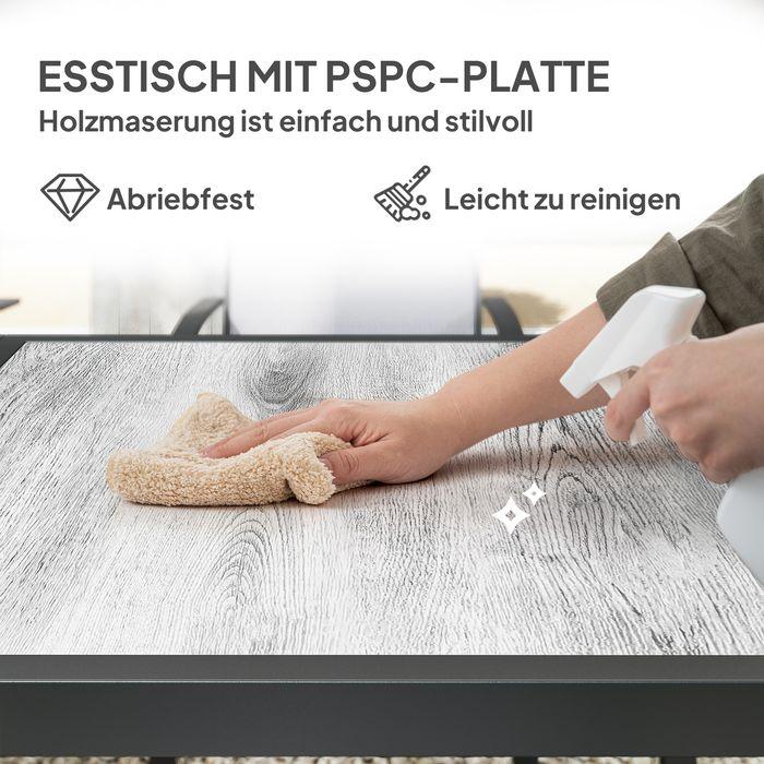 Actual product image Swisshandel24 7 tlg. Essgruppe für 6 Personen, Stühle stapelbar, Stahlgestell, Grau (87 cm)