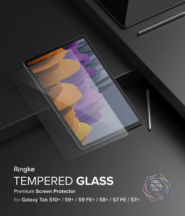 Actual product image Ringke Galaxy Tab S8+ / S7+ / S7 FE Screen Protector Invisible Defender Tempered Glass Transparent (1 Piece, S8 Plus)