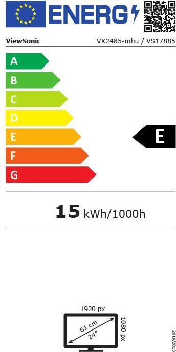 Label énergétique Viewsonic VX2485 (1920 x 1080 pixels, 23.80")