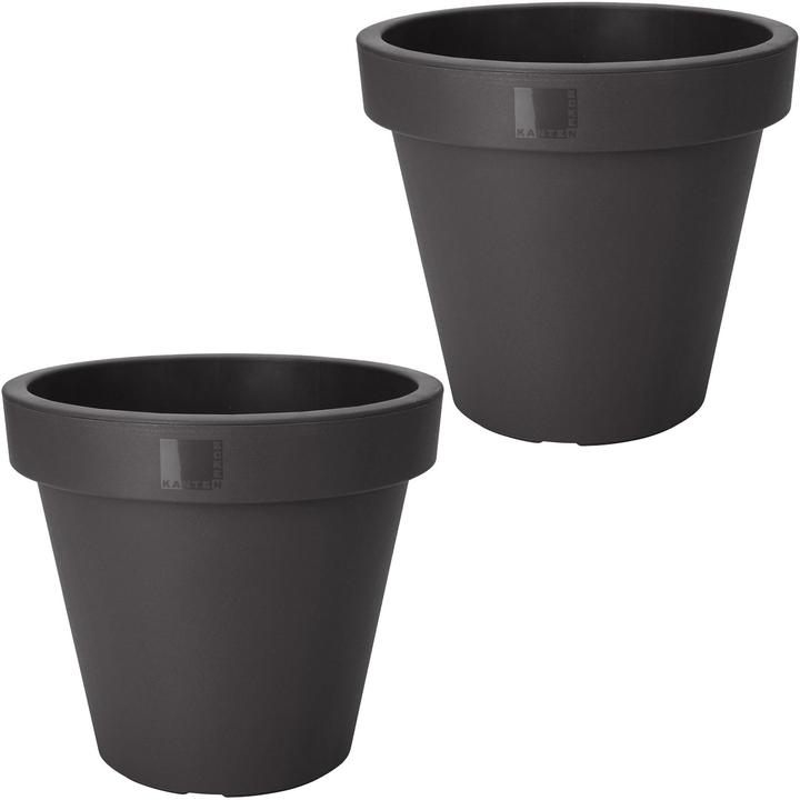 Produktbild ProGarden 2er-Set Blumentopf rund, anthrazit, Pflanztopf aus 100% recyclebarem Kunststoff, Ø 30 cm