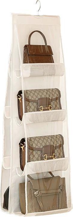 Actual product image Hermex Hanging storage bag Handbag organiser 8 compartments White