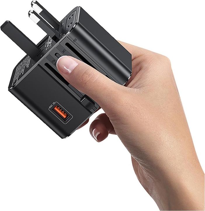 Produktbild Usams Travel Charger Adapter CC309 2xUSB-C 25W 4in1 US/AU/EU/UK black (25 W)