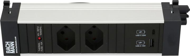 Productafbeelding Bachmann Ingebouwde stekkerdoos POWER FRAME 2x T13, 1x USB A/C (2 x, Type 13, USB-A, USB-C, 0.20 m)