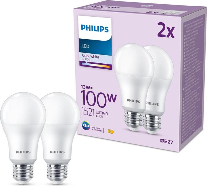 Actual product image Philips LED Bulbs (E27, 13 W, 1521 lm, 2 x, E)