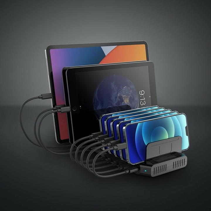 Produktbild Lindy 120W 10 Port USB-Ladestation Zum gleichzeitigen Laden von bis zu 10 Tablets und/oder Smartphones (120 W)