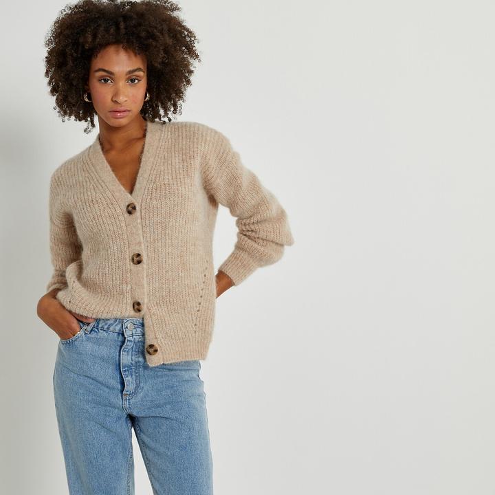 Produktbild La Redoute Collections Geknöpfte Strickjacke mit V-Ausschnitt (M)