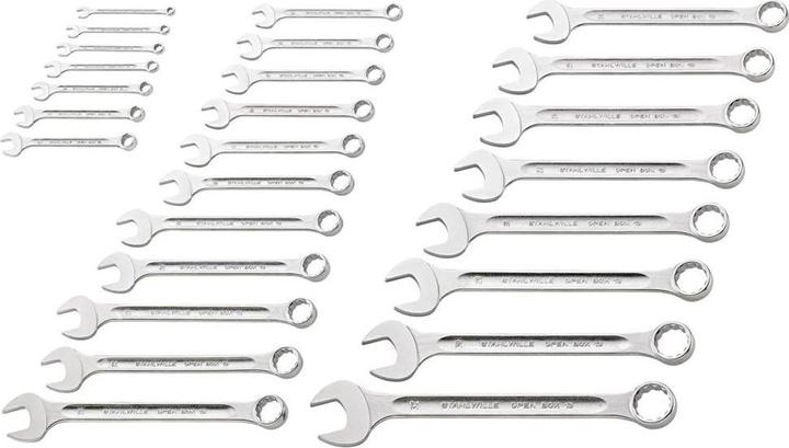 Produktbild Stahlwille Ring-Maulschlüssel-Satz (32 mm, 19 mm, 6 mm, 12 mm, 24 mm, 14 mm, 22 mm, 16 mm, 23 mm, 10 mm, 21 mm, 18 mm, 27 mm, 7 mm, 17 mm, 11 mm, 15 mm, 26 mm, 30 mm, 8 mm, 28 mm, 9 mm, 29 mm, 13 mm, 20 mm, 25 mm)