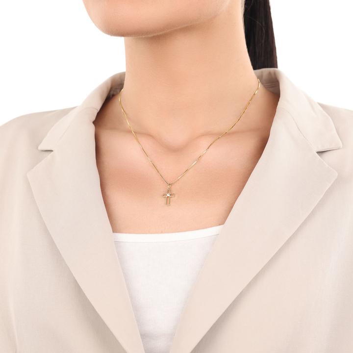 Produktbild Amor Anhänger für Damen, Gold 375, Zirkonia synth. | Kreuz (Gold 375, 9 ct)