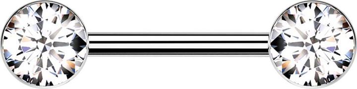 Star Piercing Barbell Threadless silber mit zwei Halbkugeln silber Kristall silber (ohne Messing, Titan G23)