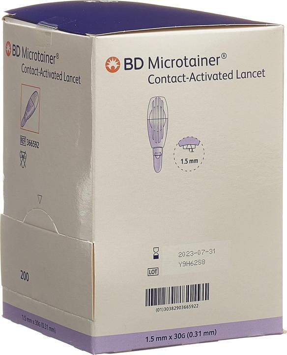 BD kontaktaktivierte Lanzette für die Kapillarblutentnahme 30Gx1.5mm lila (Lanzette)