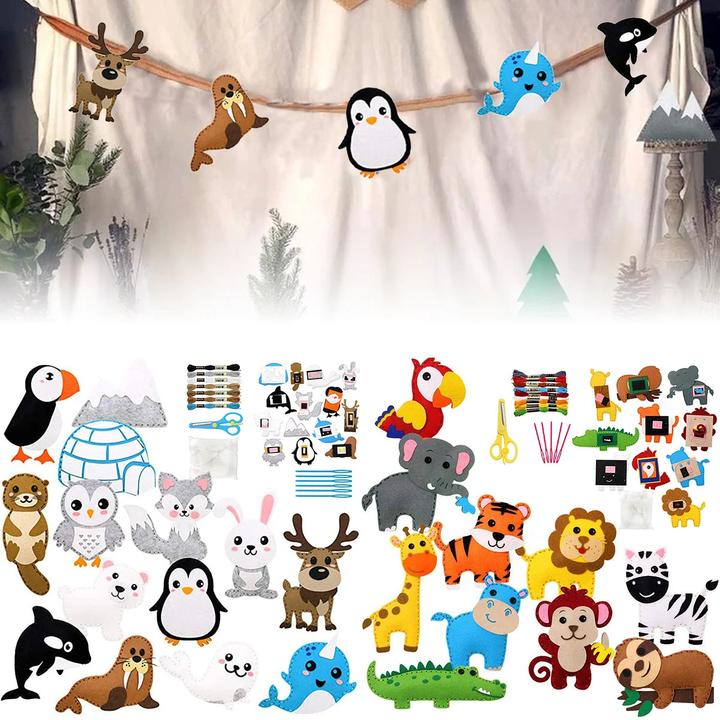 Actual product image Activity Board DIY Sewing Felt Animals Sewing Kit Forest Creatures Plush Ornaments Sewing Craft Kit Educational