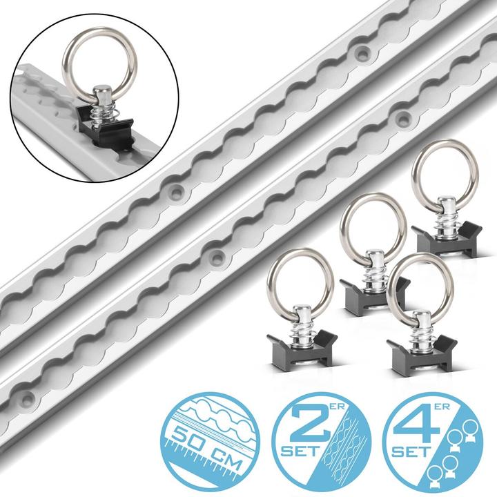 Image du produit Stahlwerk Jeu de 2 rails d'arrimage avec anneaux d'arrimage 50 cm Rails Airlin en aluminium