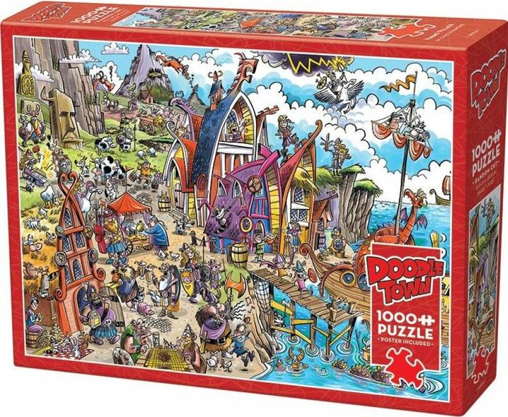 Produktbild Cobble Hill Puzzle 1000 pieces DoodleTown: Viking Village (1000 Teile)