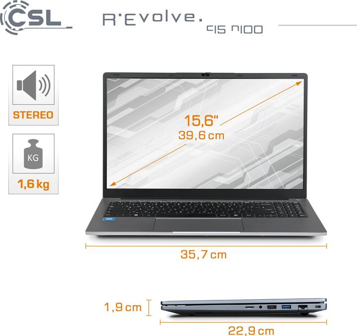 CSL Notebook R'Evolve C15 v4 16GB 1000GB Windows 11 Home (15.60", Intel N100, 16 GB, 1000 GB, DE)