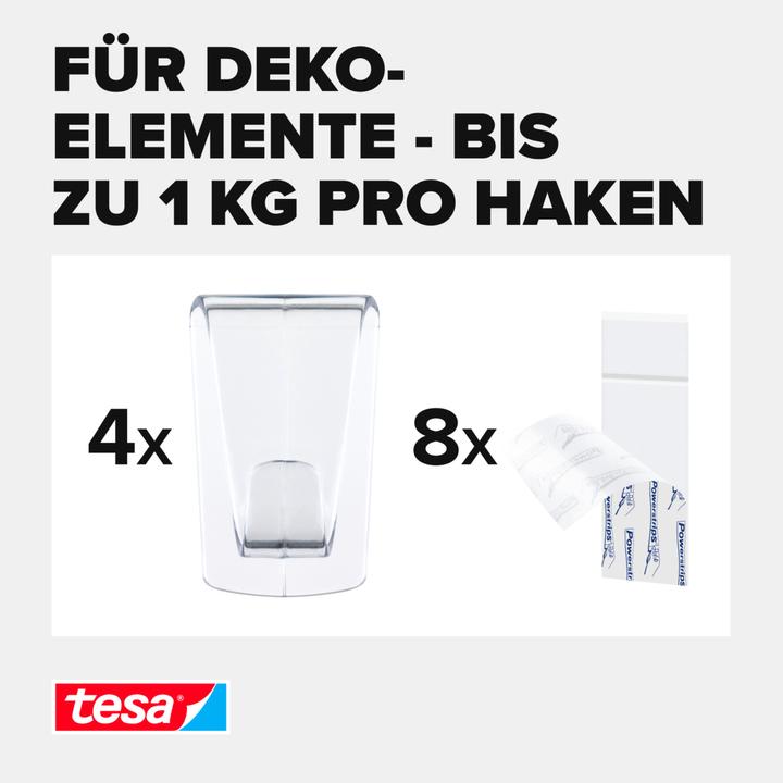 Actual product image tesa Adhesive hooks for glass, 1kg holding capacity, can be removed without a trace & reused, 2 hooks