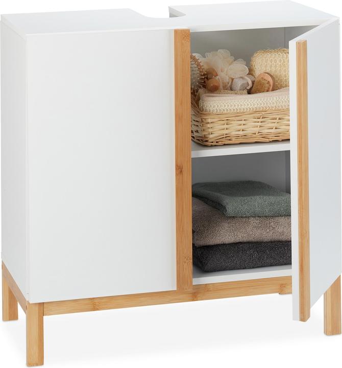 Image du produit Relaxdays Meuble dessous de lavabo, en bambou (60 x 30.5 x 60.5 cm)