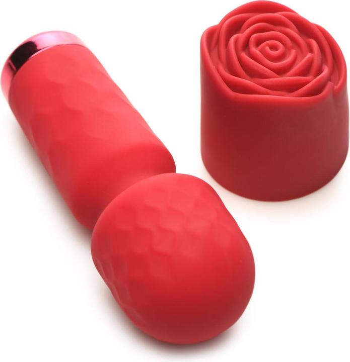 Actual product image Frisky Bloomgasm - Pleasure Rose Mini Wand Vibrator - Red