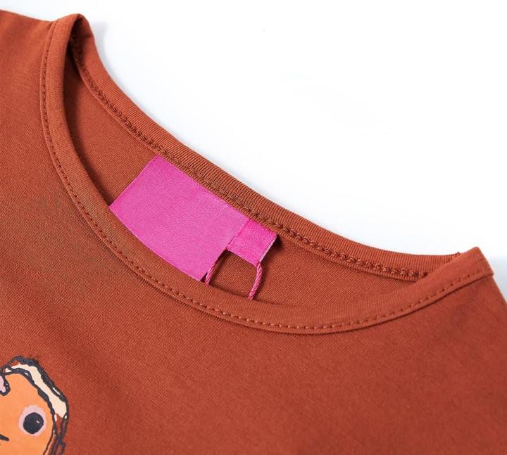 Actual product image VidaXL Children's long-sleeved shirt Cognac 128,Material: 95 % cotton. 5 (128)