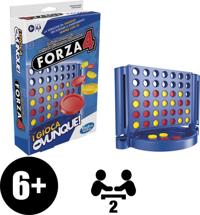 Produktbild Hasbro 4 gewinnt Kompakt, portables Spiel für 2 Spieler, Reisespiel für Kinder, Spass überall (Italienisch)