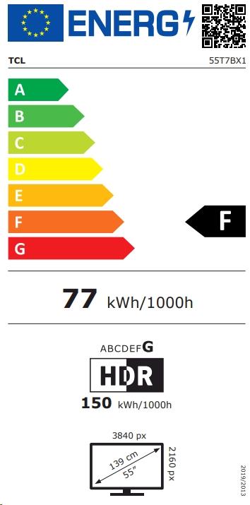 Energy Label TCL 55T7B (55", QLED, 4K, 2023)