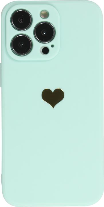 Produktbild PhoneLook Hülle Silikon Mat Herz gold Türkis (Apple iPhone 16 Pro Max)