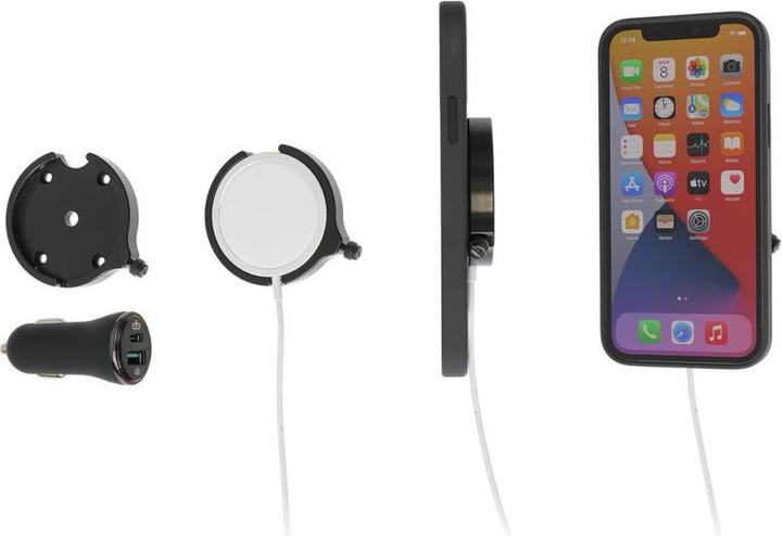 Produktbild Brodit MagSafe Halter ohne Kugelgelenk mit KFZ-Ladeadapter