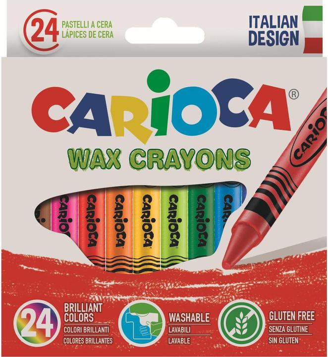 Actual product image Carioca Wax crayon Wax Ø 8 mm, 24 pieces, Multicolor (Multicoloured, 24 x)