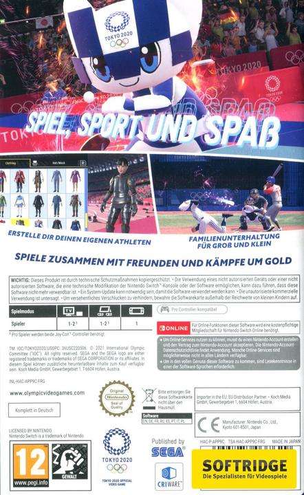 Image du produit Sega Jeux olympiques de Tokyo 2020 - Le jeu vidéo officiel (Switch, DE)