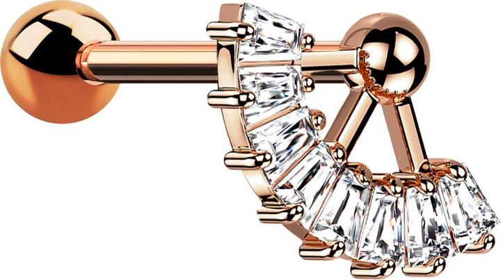 Image du produit Star Piercing Micro Barbell rosegold mit Kugel und Kugel Fächer Kristalle (Laiton, Acier chirurgical 316L)